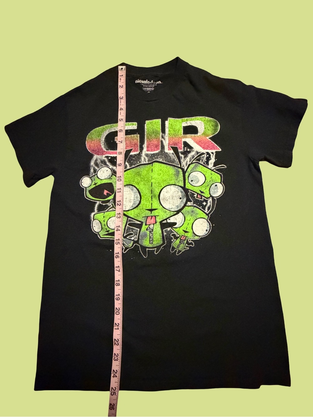 Nickelodeon Black Tee with Green Cartoon Alien Graphic